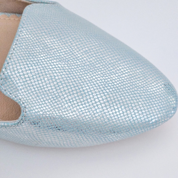 Isaac Mizrahi Metallic Pastel Blue Snakeskin D'Orsay Flats - Picture 3 of 7